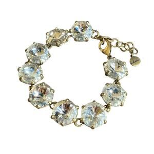 0113 Stella & Dot Amelie Sparkle Bracelet Gold Tone w/Clear Rivoli Rhinestones